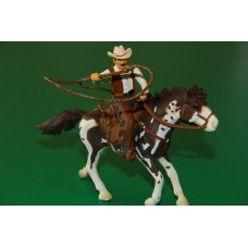 КОВБОЙ З ЛАСО-АРКАНОМ на коні SCHLEICH 90-100мм ФРН ФРГ