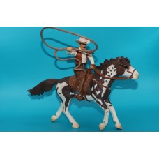 КОВБОЙ З ЛАСО-АРКАНОМ на коні SCHLEICH 90-100мм ФРН ФРГ